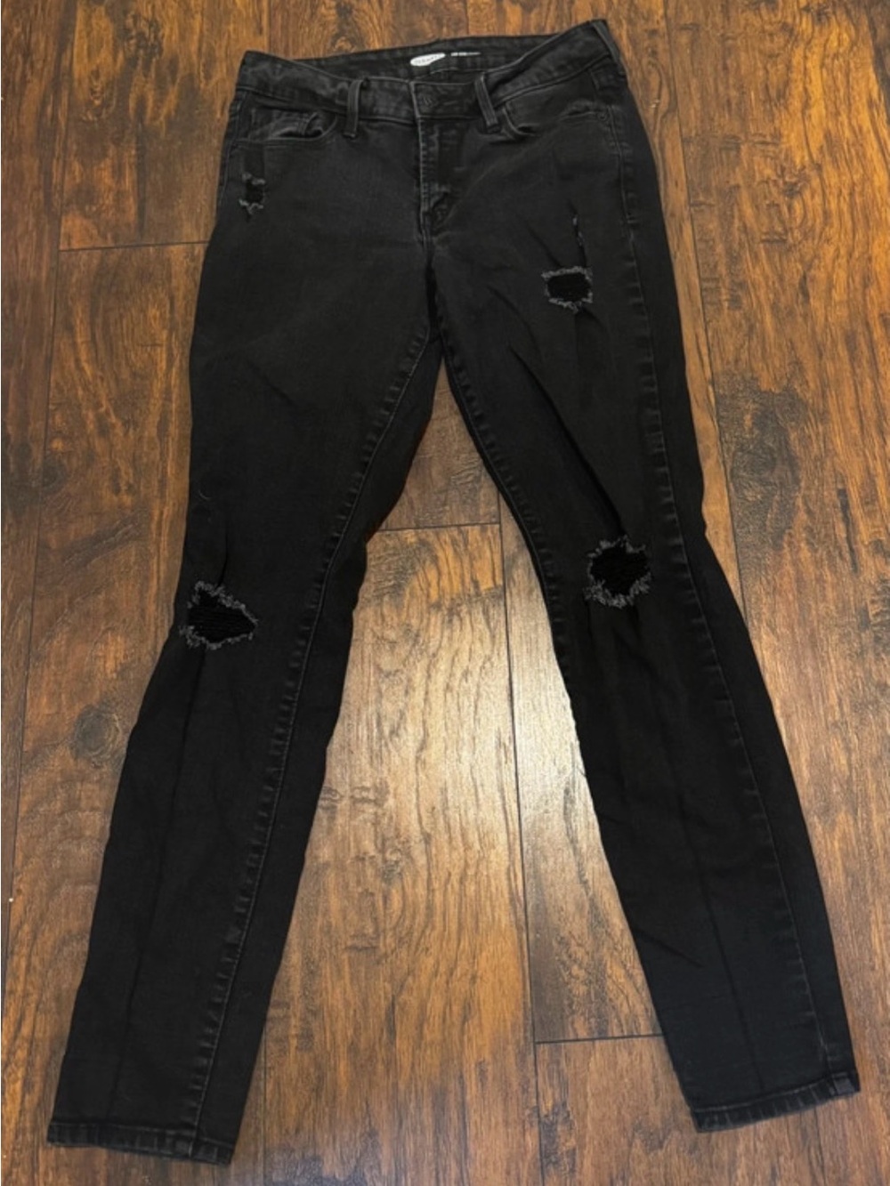 Old Navy Pop Icon Black Distressed Skinny Jeans Size 6